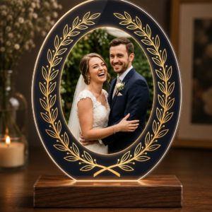 Placa de boda personalizada en metacrilato transparente de alta calidad.