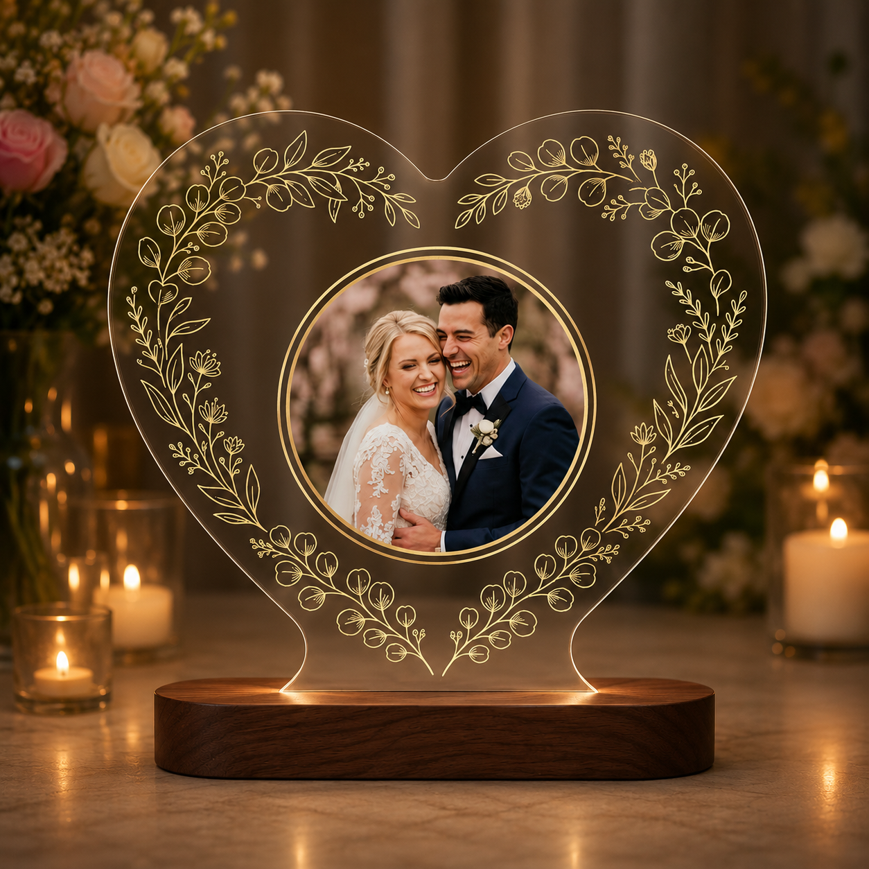 Placa de boda personalizada en metacrilato transparente de alta calidad.